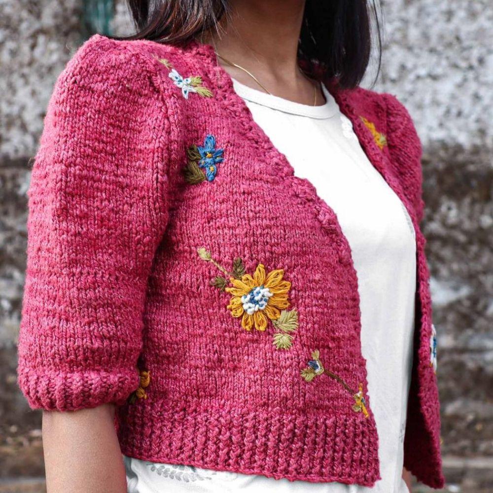 Azalea Knitted Flower Cardigan - Free Knitting Pattern – Muezart
