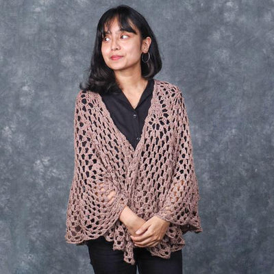 Dark Lilac Eri Silk Shawl - Crochet Kit