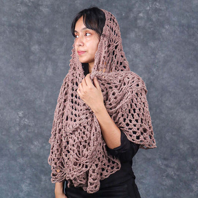 Dark Lilac Eri Silk Shawl - Crochet Kit