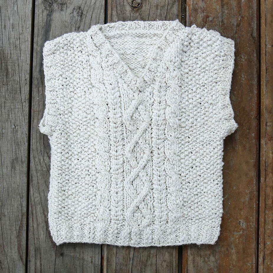 a white silk vest sweater for children made from eri silk -  Download this beautiful silk knitting pattern online from Muezart