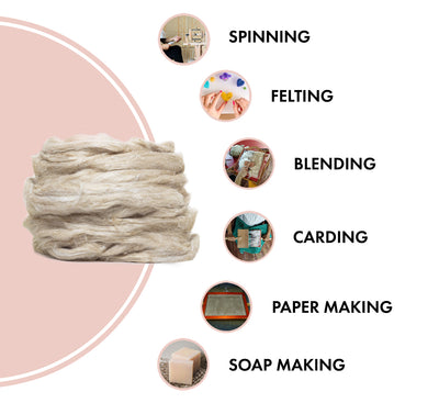 Eri muga sliver uses | Natural muga fiber for roving, spinning, felting, carding, blending