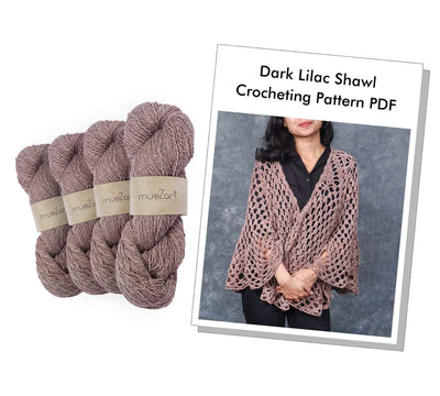 Dark Lilac Eri Silk Shawl - Crochet Kit