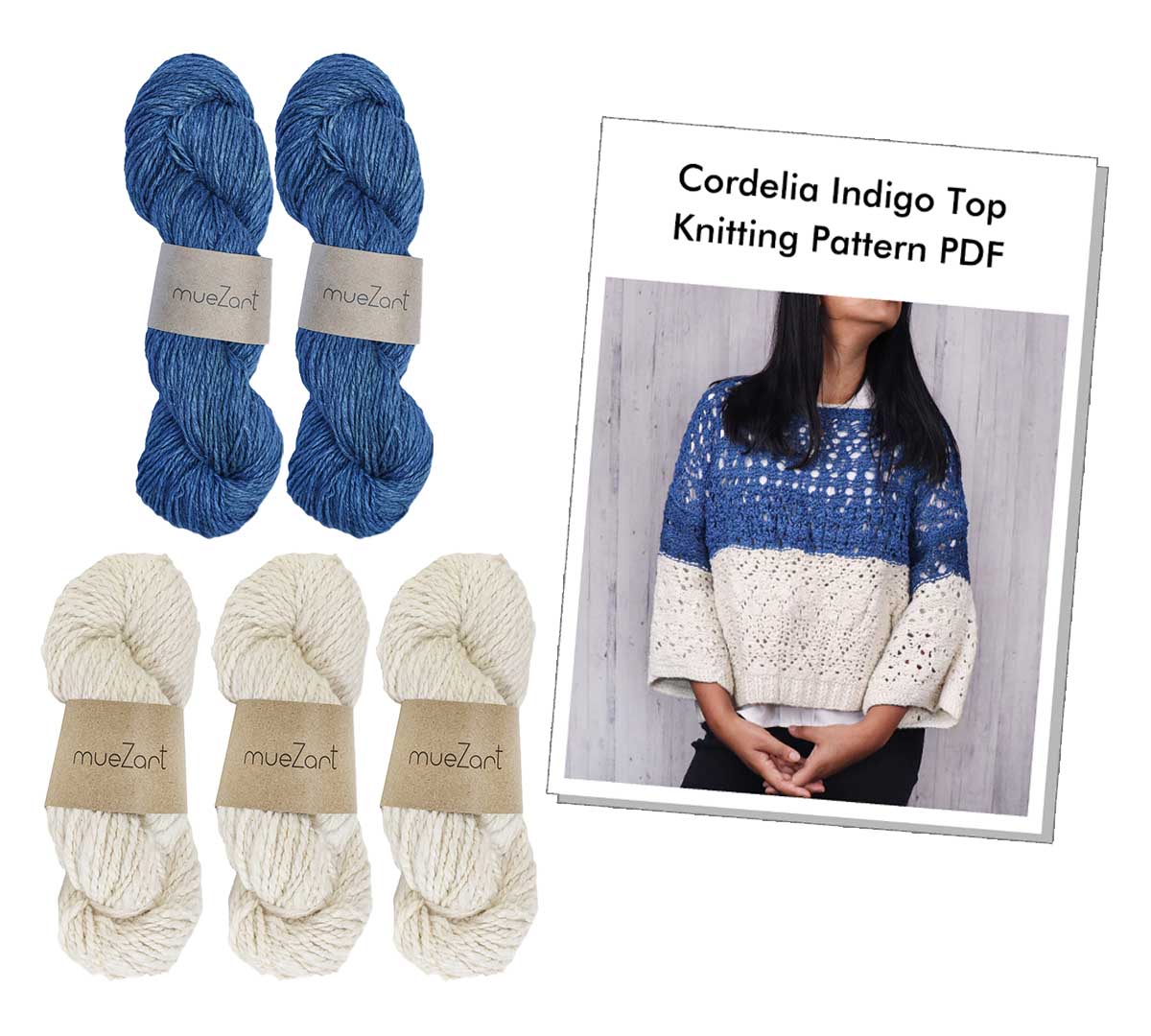 Cordelia Eri Silk Indigo Women's Top - Knitting Kit