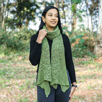 Giada Turf Green Shawl - Knitting Kit