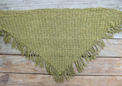 a green knitted silk scarf from eri silk -  Download this beautiful silk knitting pattern online from Muezart