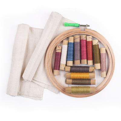 This embroidery kit includes These 12 Silk Embroidery Threads which are all hand dyed using plant based dyes, an embroidery hoop and two eri silk fabric cloth - - Get Best Silk Embroidery Threads Online From Muezart