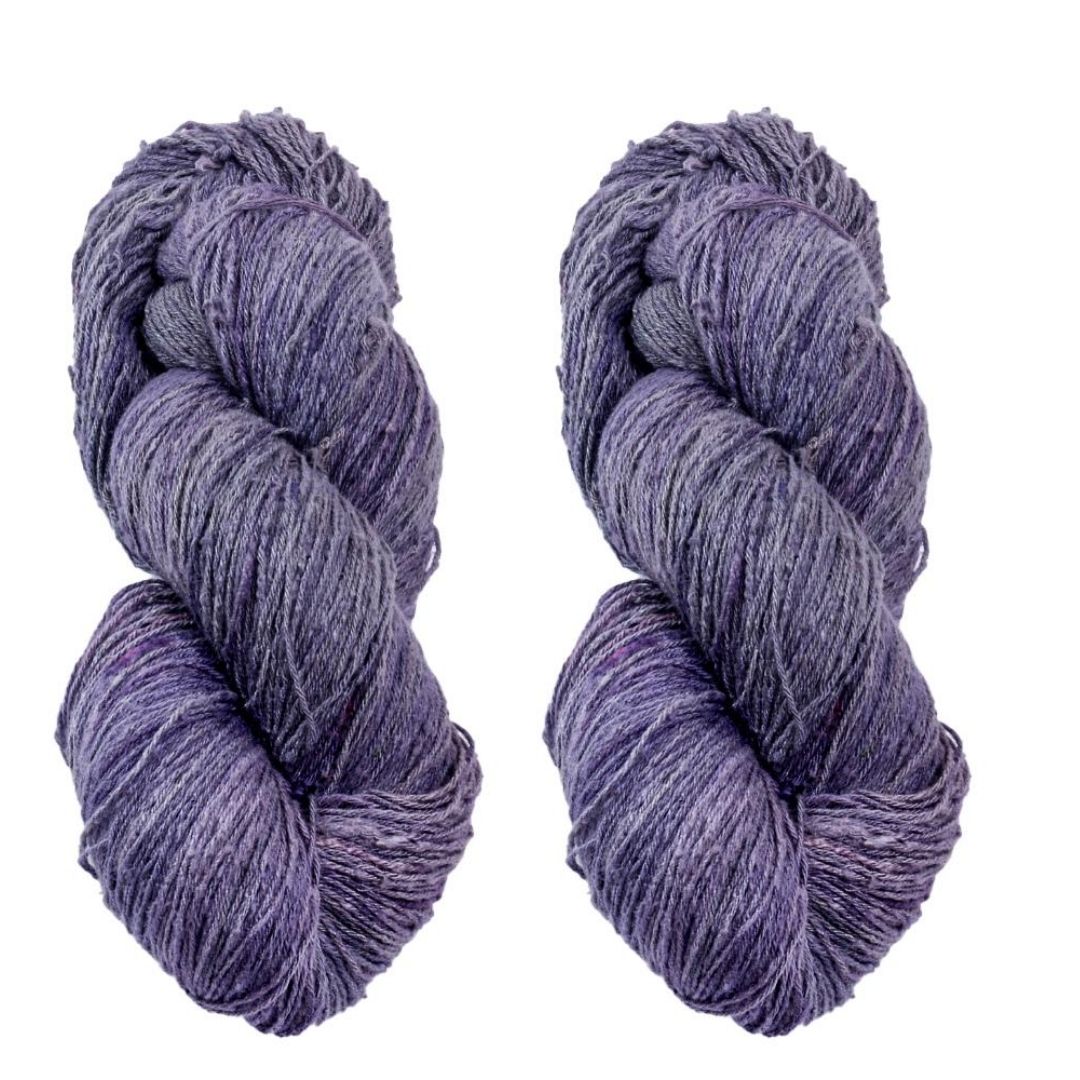 Eri silk bundle 15/3 Fingering Eri naturally dyed mulberry blue color yarn | Muezart