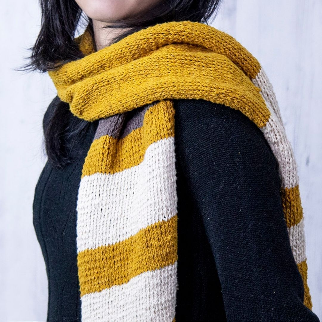 Color Block Striped Scarf - Free Knitting Pattern