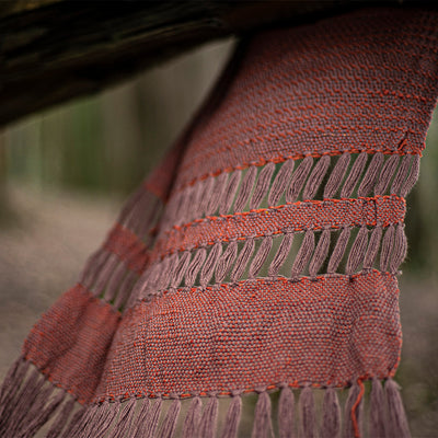This is a Orange Woven Scarf Made From Eri Silk– Download this Free Silk Weaving Pattern Today