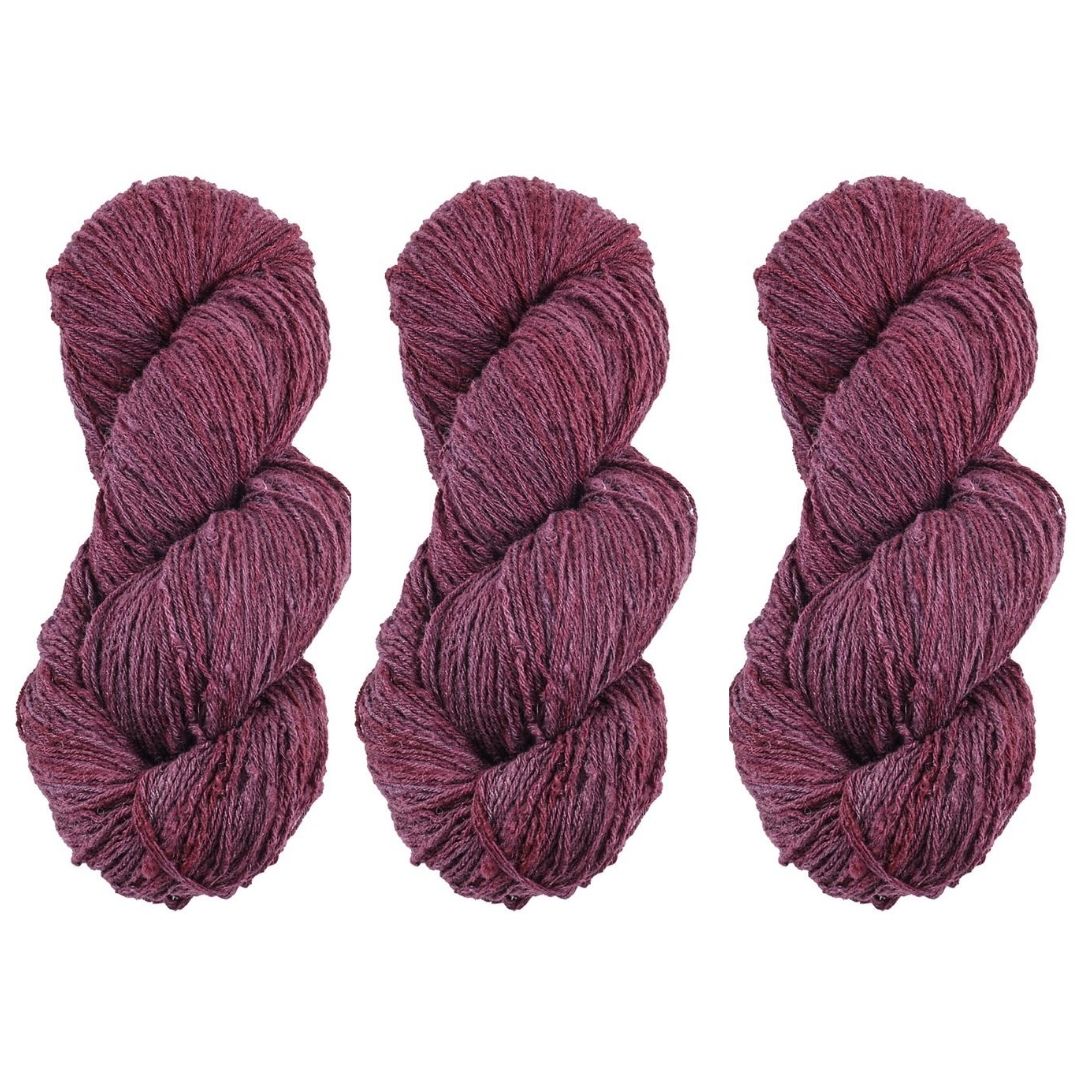 Eri silk bundle 15/3 Fingering Erino naturally dyed mulberry maroon color yarn | Muezart