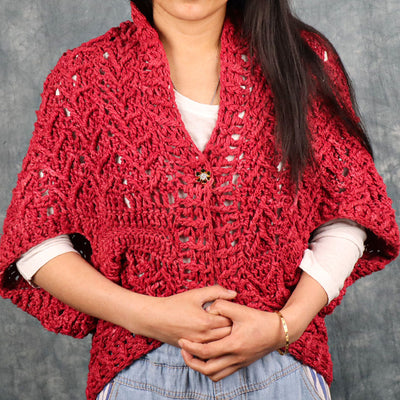 Ruby Red Eri Silk Shrug Crocheted Pattern